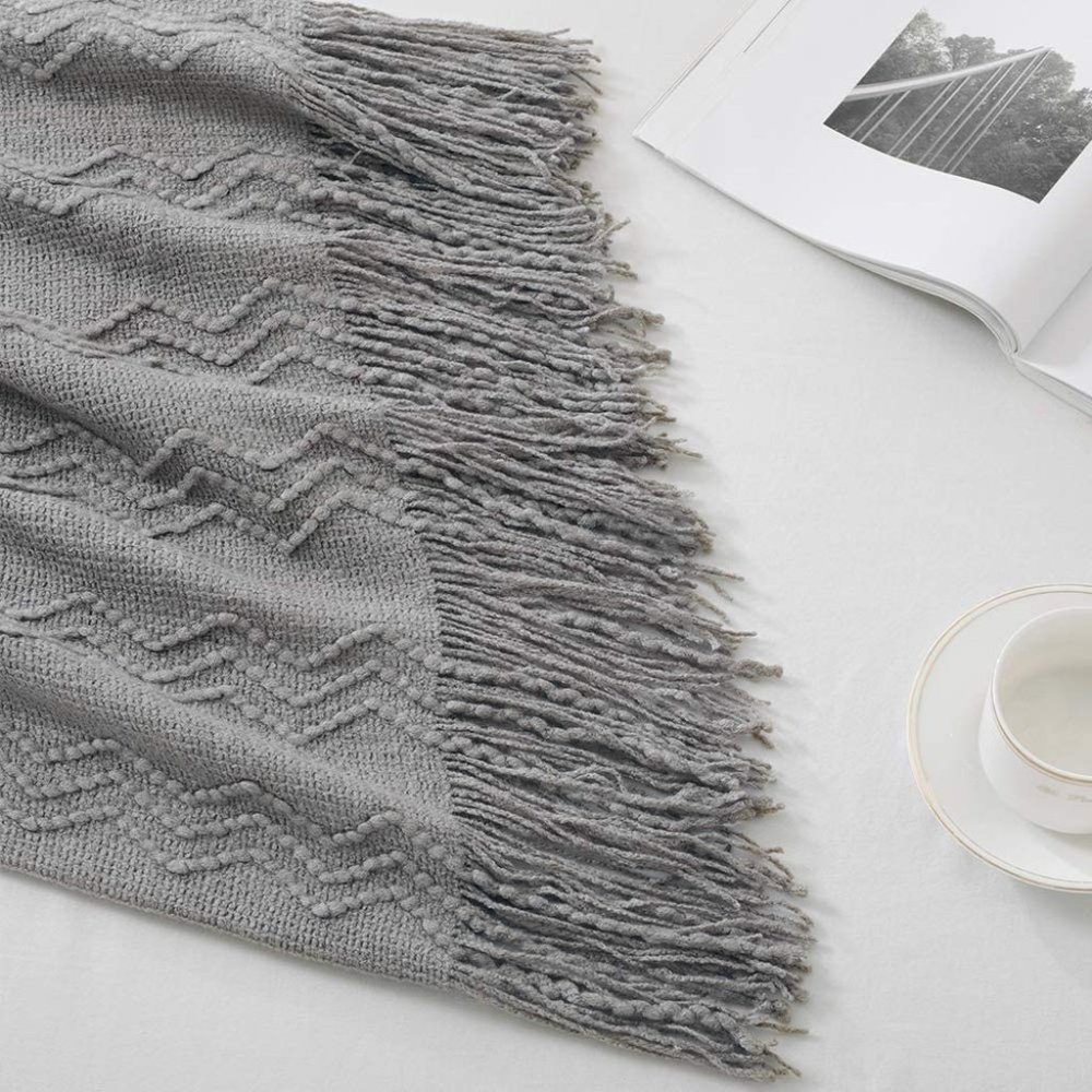 Textured Knitted Throw Blanket - Picture 3 of 4